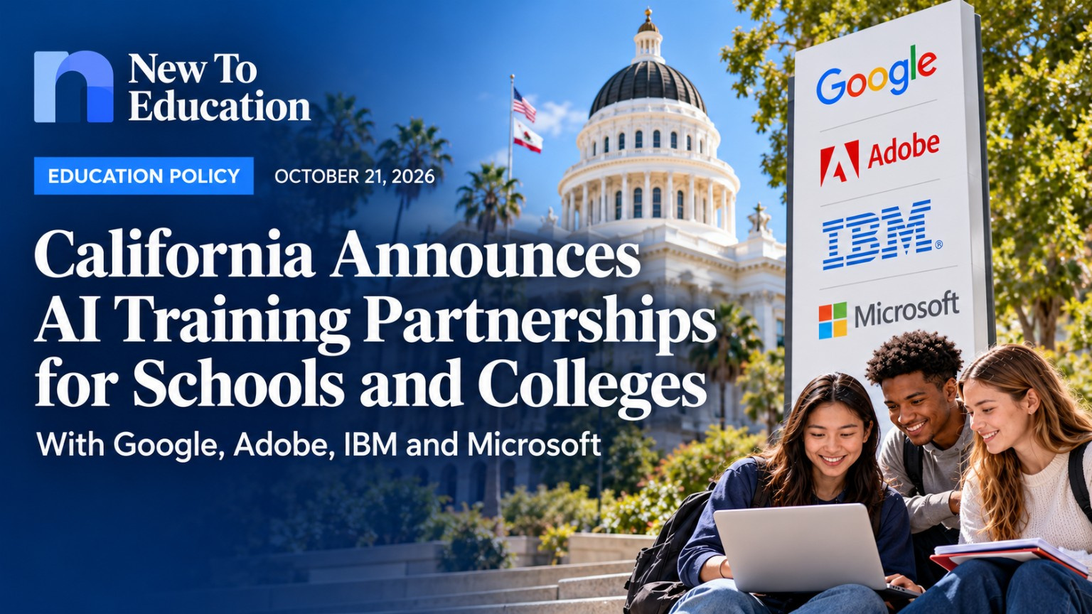 California Announces AI Training Partnerships With Google, Adobe, IBM and Microsoft for Schools and Colleges