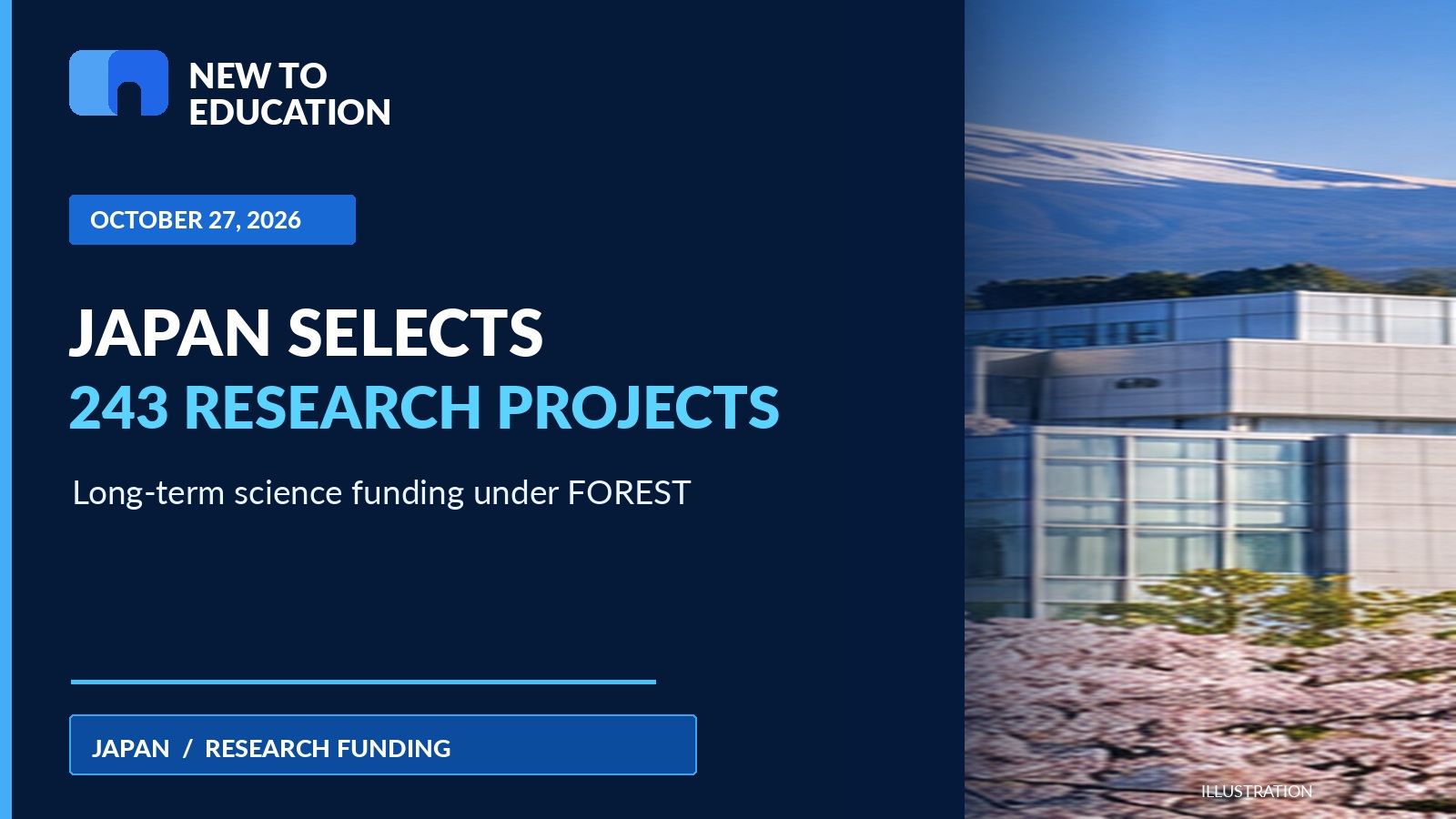 Japan Selects 243 Research Projects for Long-Term Funding Under 2026 FOREST Program