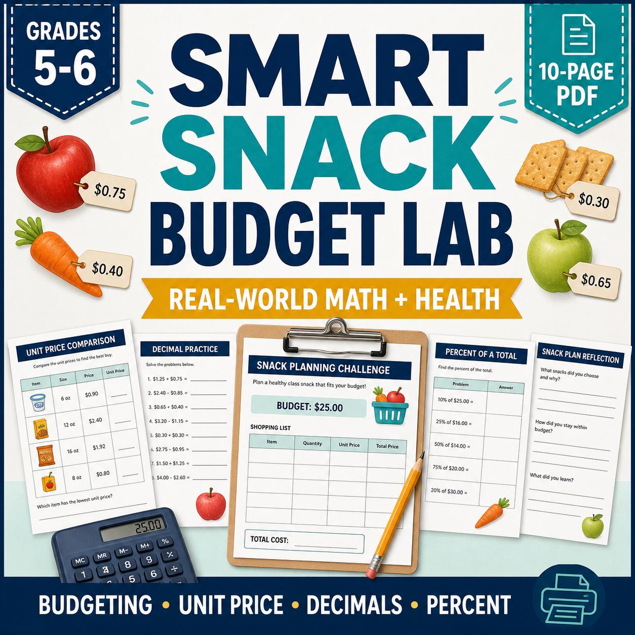 Smart Snack Budget Lab-Grades-5-6 Educational Packet