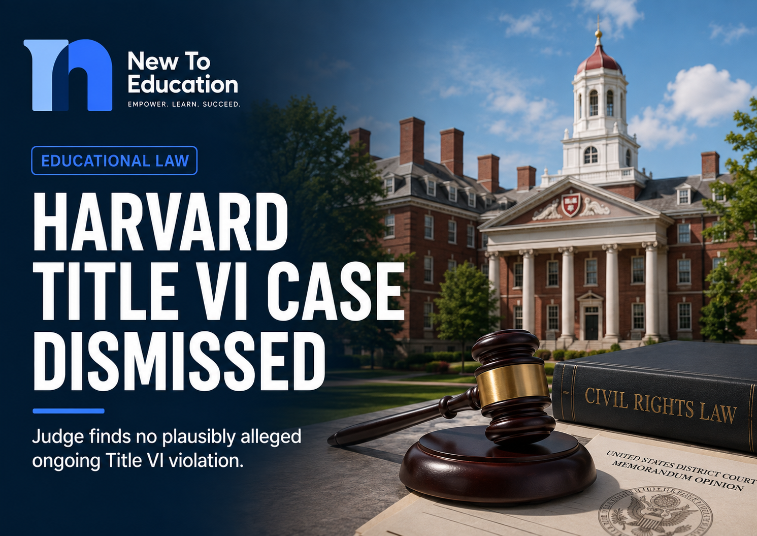 Federal Judge Dismisses Harvard Title VI Case, Clarifying Limits of Ongoing Civil-Rights Enforcement