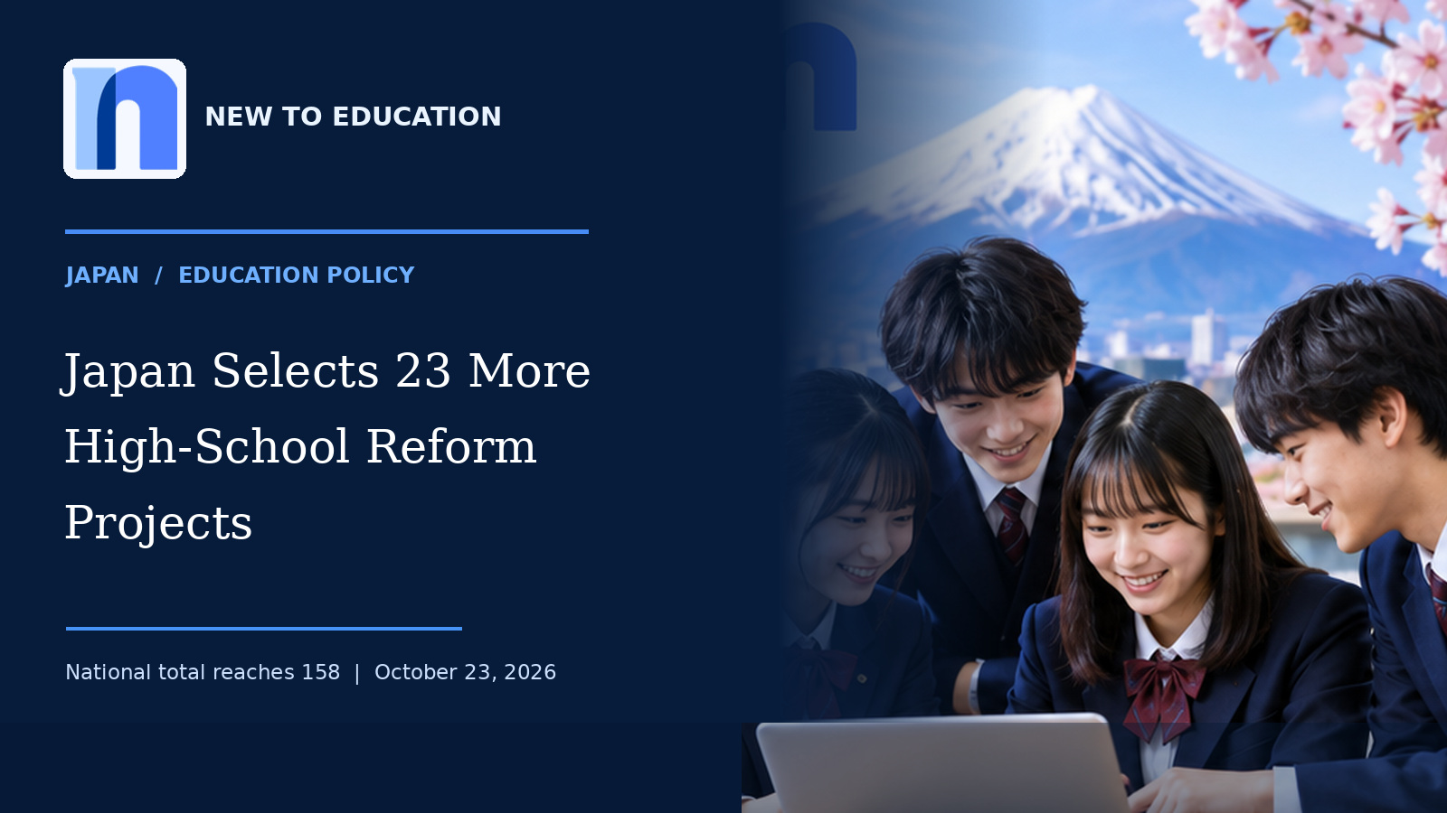 Japan Selects 23 More High-School Reform Projects, Bringing National Total to 158